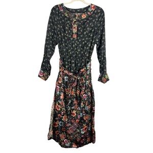 Sears Vintage 70s Floral Apron Button on Dress 16